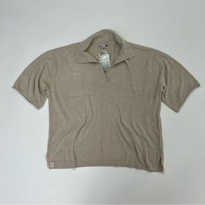 Barefoot dreams cozy chic ultra lite collared short sleeve in the color stone